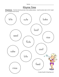 English language arts standards » reading: Coloring Rhyming Words Worksheet Have Fun Teaching