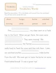 1st Grade Fill In The Blanks Vocabulary Worksheet Vocabulary Worksheets Vocabulary Prefixes