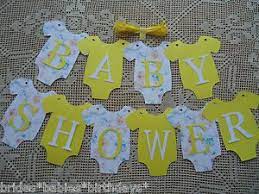 10 Bunting Flags Banners Garland Onesies Baby Shower Yellow Unisex Diy Decor Baby Shower Unisex Banderines De Baby Shower Decoraciones De Fiestas Para Bebes