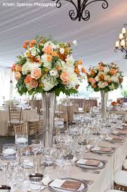 Tall Centerpieces Of Flowers In Stoneblossom S Silver Vases Flower Bouquet Wedding Wedding Reception Flowers Unique Wedding Flowers