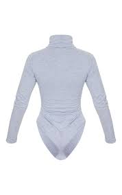 Body col roulé russia стиль™. Body A Manches Longues Col Roule Gris Prettylittlething Fr