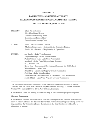 Page 1 of 6 MINUTES OF LAKEFRONT MANAGEMENT AUTHORITY  RECREATION/SUBDIVISION SPECIAL COMMITTEE MEETING HELD ON TUESDAY, JUNE 16