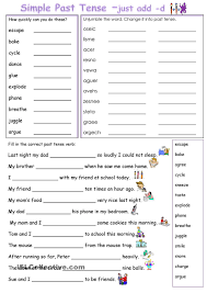 Simple Past Tense Add D Simple Past Tense Past Tense Worksheet Past Tense