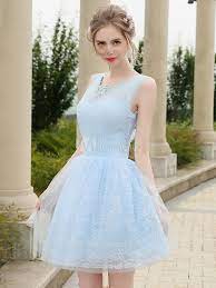 Short white prom dresses, short black prom dresses, and navy blue short prom dresses with sleeves are sure to keep your look chic! Short Prom Dress Pastel Blue Homecoming Dress Tulle Beaded Mini Formal Party Wedding Guest Dress Milanoo Com