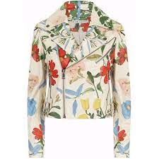 Alice Olivia Cody Floral Leather Jacket 111 790 Inr Liked On Polyvore Featuring Outerwear Jackets Own Genuine Leather Jackets Floral Print Jacket Bik