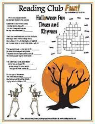 Halloween Rhymes In Poems Crossword Puzzle Reading Club Halloween Rhymes Rhymes