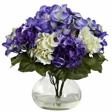 Artificial hydrangea flowers fake bouquet wedding home party garden decoration. 11 Blue Purple Silk Hydrangea Artificial Floral Fake Flower Arrangement W Vase Ebay
