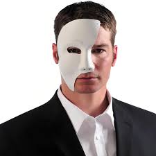Masquerade Mask For Men White Phantom Half Mask