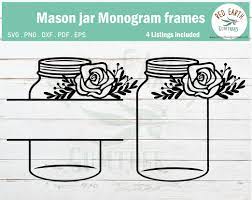 Download Mason Jar With Flowers Bundle Mason Jar Monogram Frame Svg Png Dxf By Svgbrewerydesigns Thehungryjpeg Com