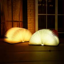 Novel Book Light Wooden Folding Usb Rechargeable Led Desk Table