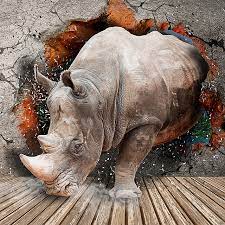 The portuguese street artist has spent much of the last decade installing these giant murals in the streets. Rhinoceros Coming Out Of The Walls Wallpapers For Walls 3d Rendering Zoo Animals 3d Art 3d Wallpaper Png Transparent Clipart Image And Psd File For Free Download