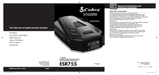 Esr855 Radar Detector User Manual Cobra Electronics