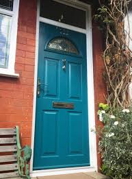 Much more modern, bright, and fun! Peacock Blue Solidor Chorlton Window Company Front Door Paint Colors Painted Front Doors