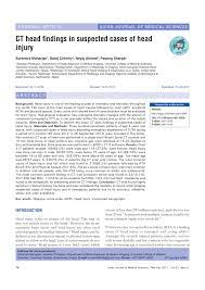 Pdf Ct Head Findings In Suspected Cases Of Head Injury