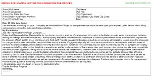 Application letter sample for senior administrative officer mr richard jackson hr manager xyz group 87 delaware road hatfield, ca 08065 dear mr. Administrative Officer Application Letter