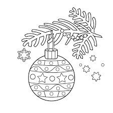 Coloriage avec modèle : Une boule de Noël avec du houx