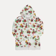 Rwby Kawaii Womens Floral Print Zip Up Hoodie