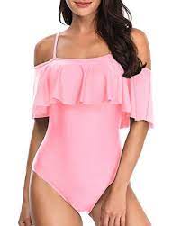 Tempt Me Women S One Piece Swimsuits Off Shoulder Ruffled Bathing Suits Pink L Tempt Me In 2021 Off Shoulder Fashion Women S One Piece Swimsuits Bathing Suits