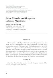 Pdf Julian Calendar And Gregorian Calendar Algorithms Ismael T Fortunado Academia Edu