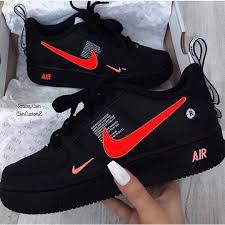 Black And Red Custom Air Forces 1 2 3 Or 4 Kickfleet Sneakers Fashion Nice Shoes Fresh Shoes