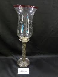 Sold Price Vintage Brass Hurricane Candle Holder With Machine Cut Glass Shade 18 July 6 0120 5 00 Pm Cdt