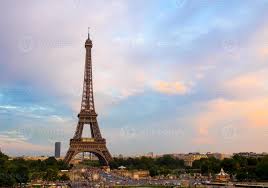 Discover the eiffel tower at france miniature. Eiffel Tower In Paris France City Landmarks With Sunset Sky Stock Photo