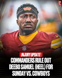 Commanders WR Deebo Samuel will not play in Sunday's matchup against the  Cowboys 🤕