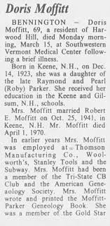 Obituary for Doris Moffitt (Aged 69)