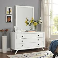 A blend of cottage charm, modern lines, and traditional carved details gives this bedroom group a unique, versatile design. Mid Century Modern White Wood 2pc Dresser And Mirror Bedroom Furniture Set Ebay