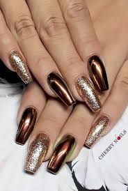 42 Attractive Metallic Nail Designs Ideas Brown Nails 42 Attractive Metallic Nail Designs Ideas Metallic Nails Design Metallic Nails Brown Nails Design