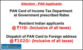 Pan Card Fees For Indians Rs 101 Inc Tax 2021 Check Reprint Fee Online