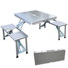 aluminium alloy outdoor camping picnic table integrated folding table and chair aluminum folding table folding picnic table portable picnic table