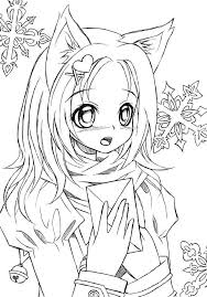 Catgirl Lineart Mermaid Coloring Pages Cartoon Coloring Pages Cat Coloring Page