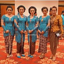 Seragam Keluarga Pengantin Warna Biru Kebaya Pernikahan Pakaian Pakaian Wanita
