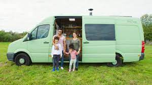 Counter tops have a laminate finish just like a standard home kitchen. Family Of Four Converts Off Grid Van To Travel The World Youtube