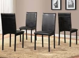Black Leather Dining Room Chairs Set Of 4 Metal Frame Chair Kitchen Furniture Ebay