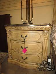 Collezione Europa Three Drawer Nightstand In An Ornate Light Finish With Dark Marble Top Stately Piece Three Drawer Nightstand Drawer Nightstand Marble Decor