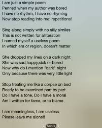 What If Poems Had Feelings Diary Of A Useless Poem Stuck In Literature Class Simple Poems Alliteration Poems