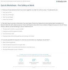 Since an ounce of negle. Quiz Worksheet Fire Safety At Work Study Com
