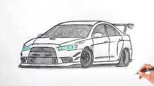 How To Draw A Mitsubishi Lancer Evolution 10 / Drawing A 3D Car / Coloring  Mitsubishi Evo X Stance - Youtube