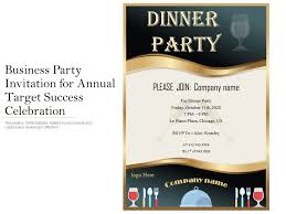 Due to work schedules, morning meals or lunch parties disappeared. Business Party Invitation For Annual Target Success Celebration Powerpoint Slides Diagrams Themes For Ppt Presentations Graphic Ideas