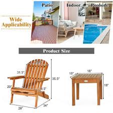 Shop wayfair for all the best adirondack chair sets. Gymax Gys04795 3pcs Patio Furniture Set Wooden Adirondack Chair Table Set Folding Seat Home Outdoor Garden