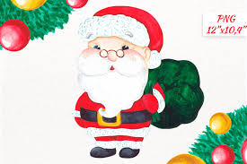 Santa Claus Watercolor Christmas Clipart Cute Santa Design 797541 Objects Design Bundles