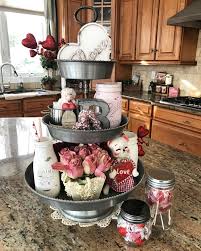 My Three Tier Tray In My Kitchen Decorated For Valentine S Day Valentine Vignette Melissa Bove S Kitchen Tiered Tray Decor Valentine Decorations Tray Decor