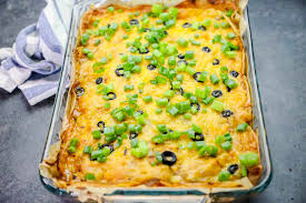 The flavors and textures are fantastic. Easy Chicken Enchilada Pie Bake Green Chile Cheesy Layered Enchilada Pie Casserole