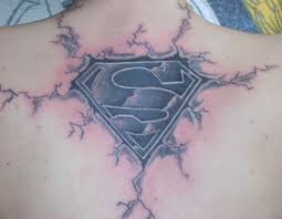 Superman Tattoos 25 Superb Collections Design Press 3d superman logo with angel wings tattoo on leg calf. superman tattoos 25 superb