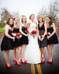 Black And White Wedding Party Attire Green Villa Barn Gardens Brad Bonnie 12 10 11 Bridesmaid Red Bridesmaid Dresses Red Wedding