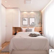 An orderly arrangement of just a few books and pieces of art are displayed on the recessed shelves. Paloma On Twitter Bedroom Arrangement Small Bedroom Arrangement Small Room Bedroom