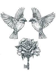 Bird And Rose Tattoo Drawing Delft Birds And Flowers Set 01 Realistic Temporary Tattoos Tattoo Designs Birds Tattoo