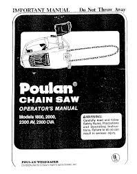 Poulan 1800 User Manual 10 Chain Saw Manuals And Guides L0801151